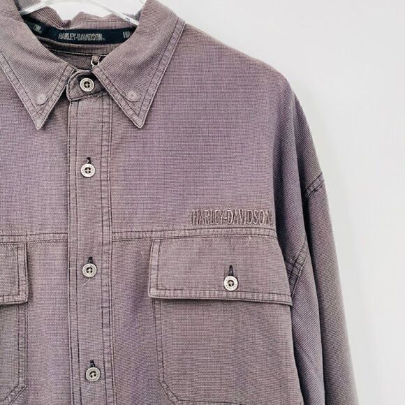 Harley Davidson Size XL Gray Long Sleeve Cotton Motorcycle Button Down Shirt - Picture 4 of 8